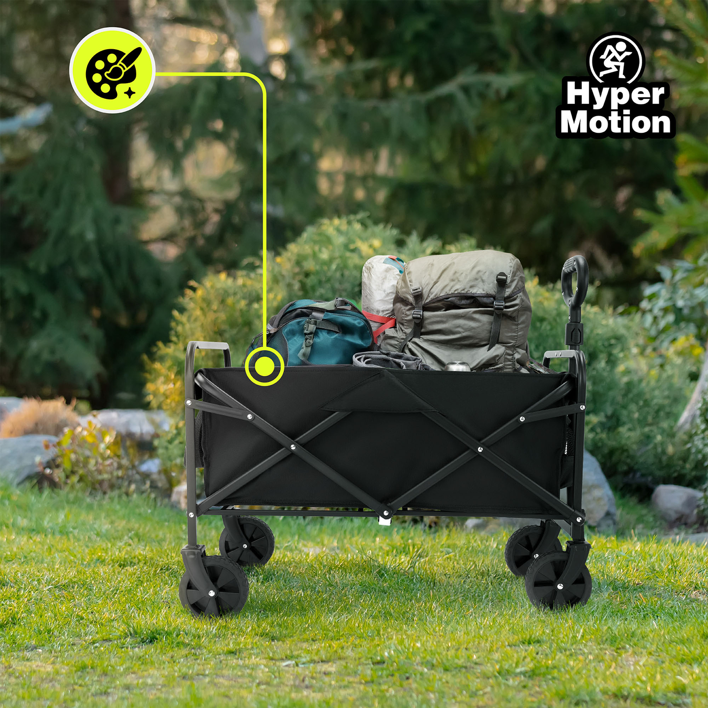 HyperMotion scaun cu rotile pliabil pentru plajă - negru, 80 kg