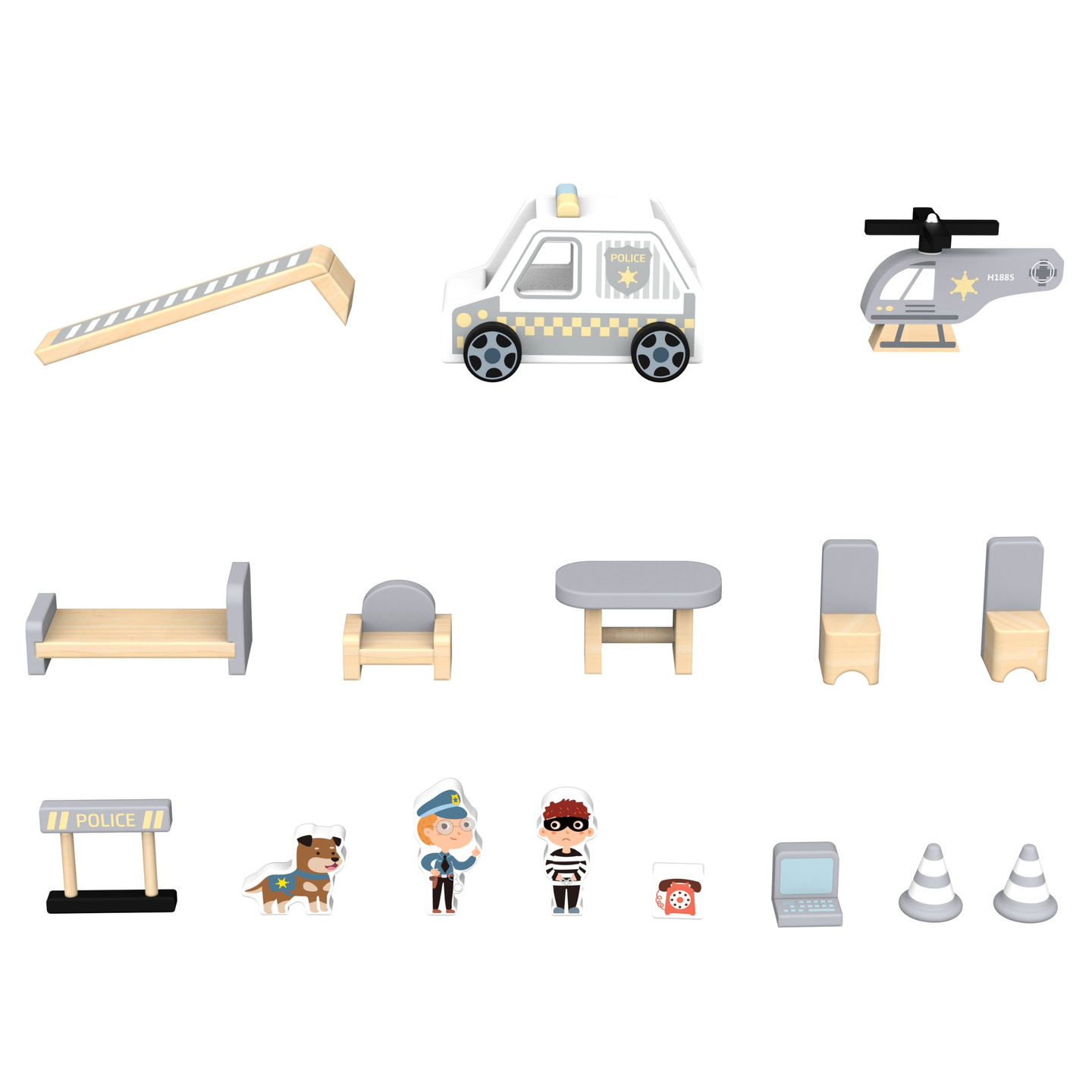 Post de poliție din lemn cu accesorii