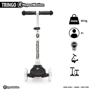 Trotineta cu echilibru cu trei roti TRINGO, 3-8 ani - negru + roti LED stralucitoare