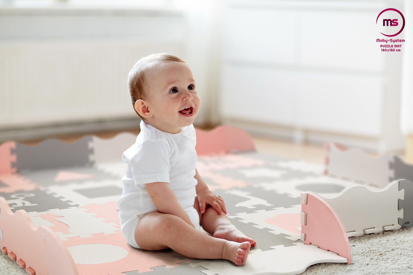 Covoraș de spumă XL 150 x 150 x 1cm cu margine - spumă EVA - roz