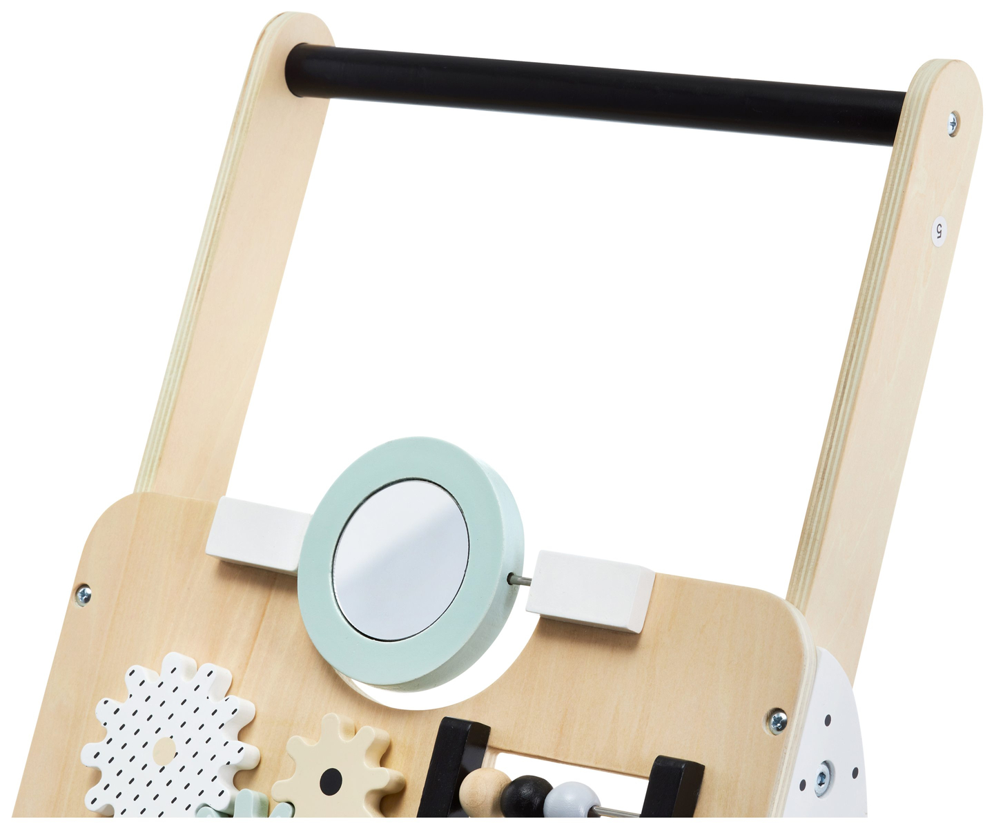 Plimbător / cărucior pentru copii din lemn, educațional - planșă de manipulare