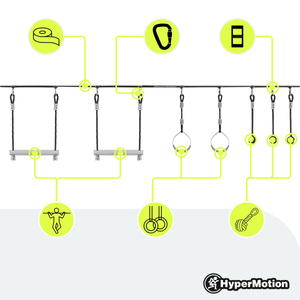 Cursă cu obstacole Ninja pentru copii - HyperMotion slackline set - 7 obstacole