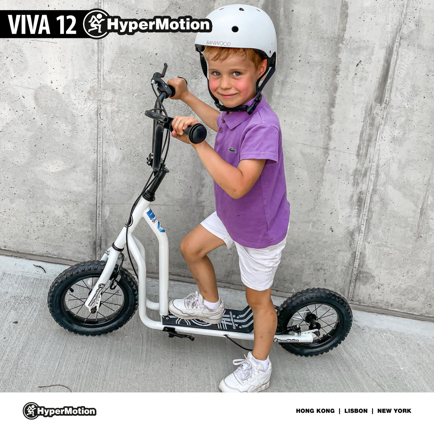 Trotinetă HyperMotion VIVA 12 (roți cu pompă de 30 cm) - Alb