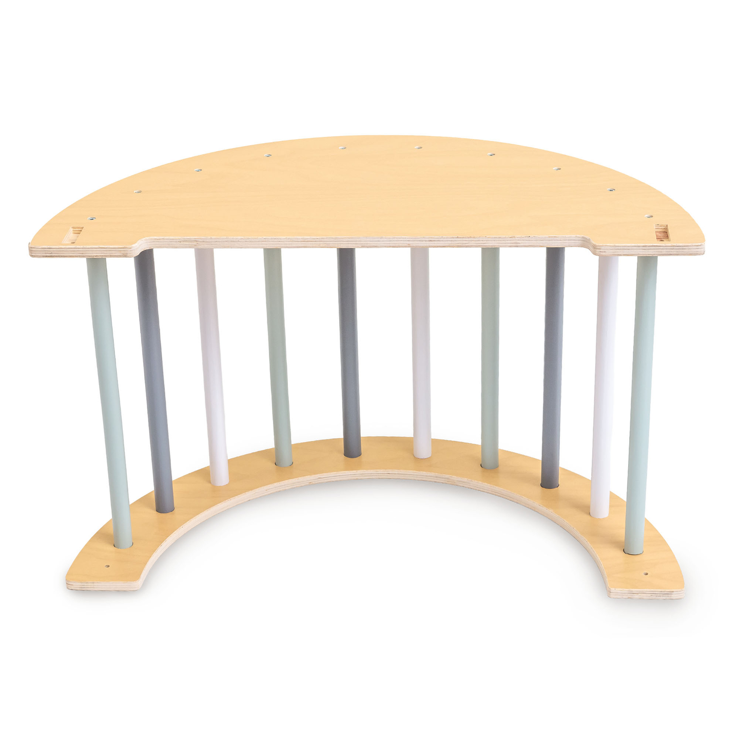 Loc de joacă interior din lemn pentru copii - perete de cățărat, tobogan, arc/balansoar de cățărat și triunghi Pikler