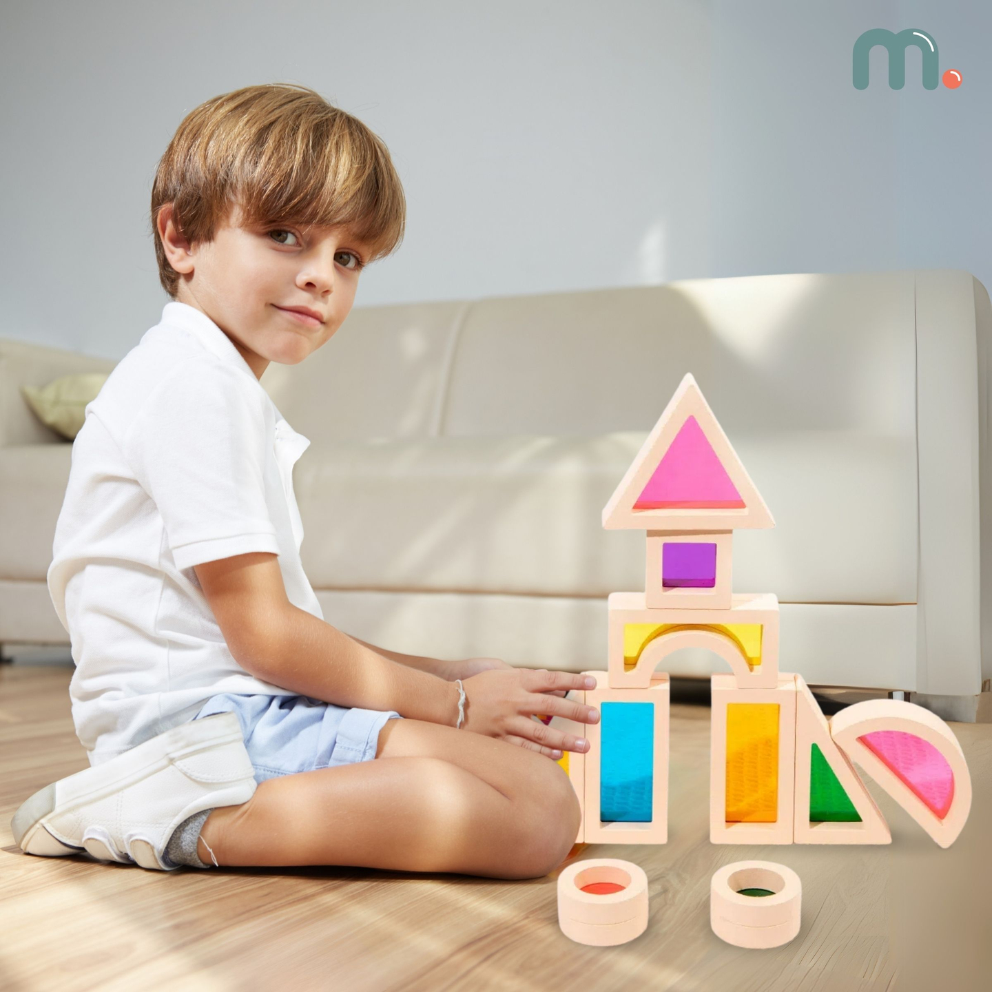 Rainbow blocuri de lemn - 25 elemente