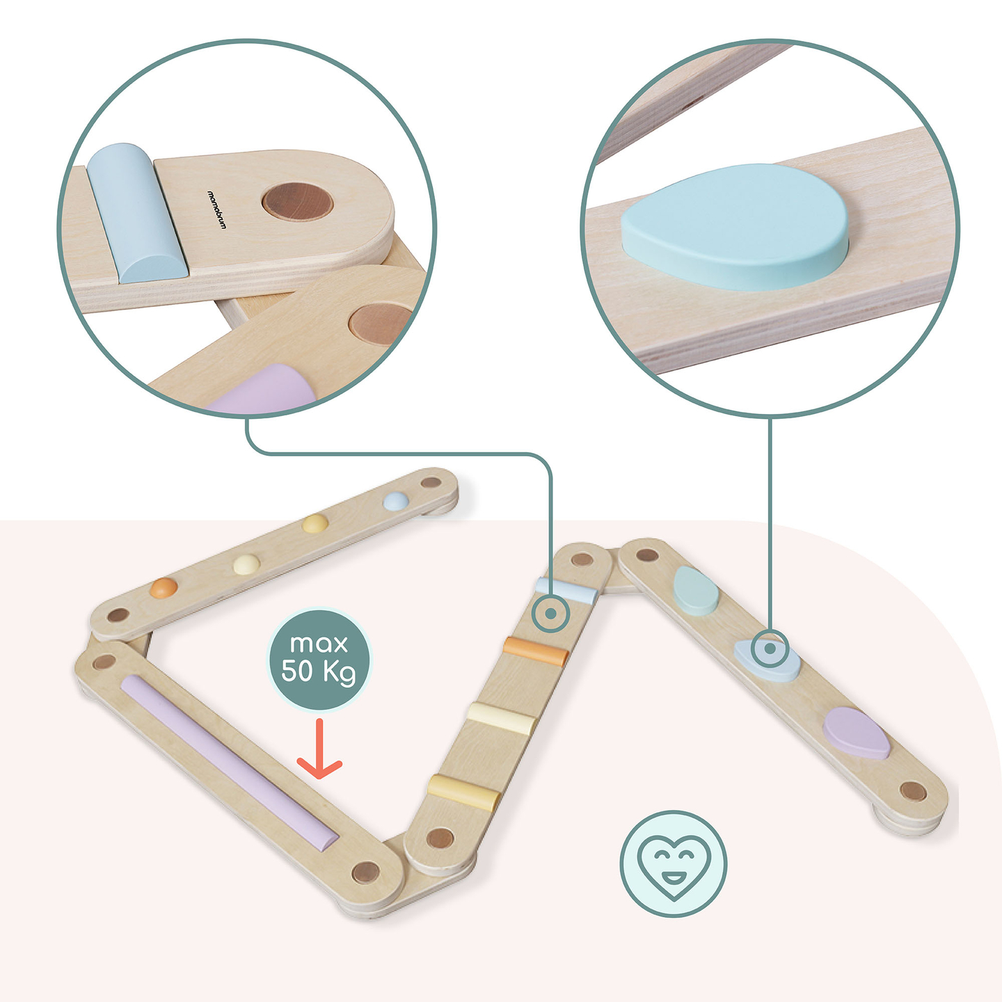 Cale senzorială mare din lemn - cale de echilibru - 9 elemente