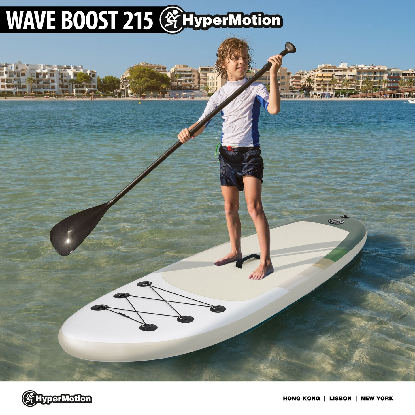 Placă de SUP gonflabilă pentru copii Stand Up Paddle 215cm cu paletă - HyperMotion WAVE BOOST 215