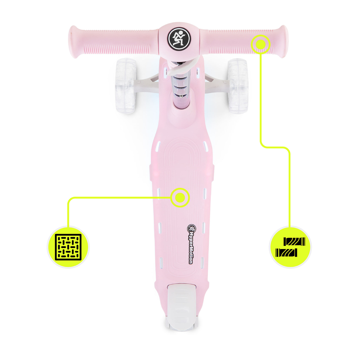 Trotinetă de echilibru HyperMotion BECKY - iluminare LED RGB, roz