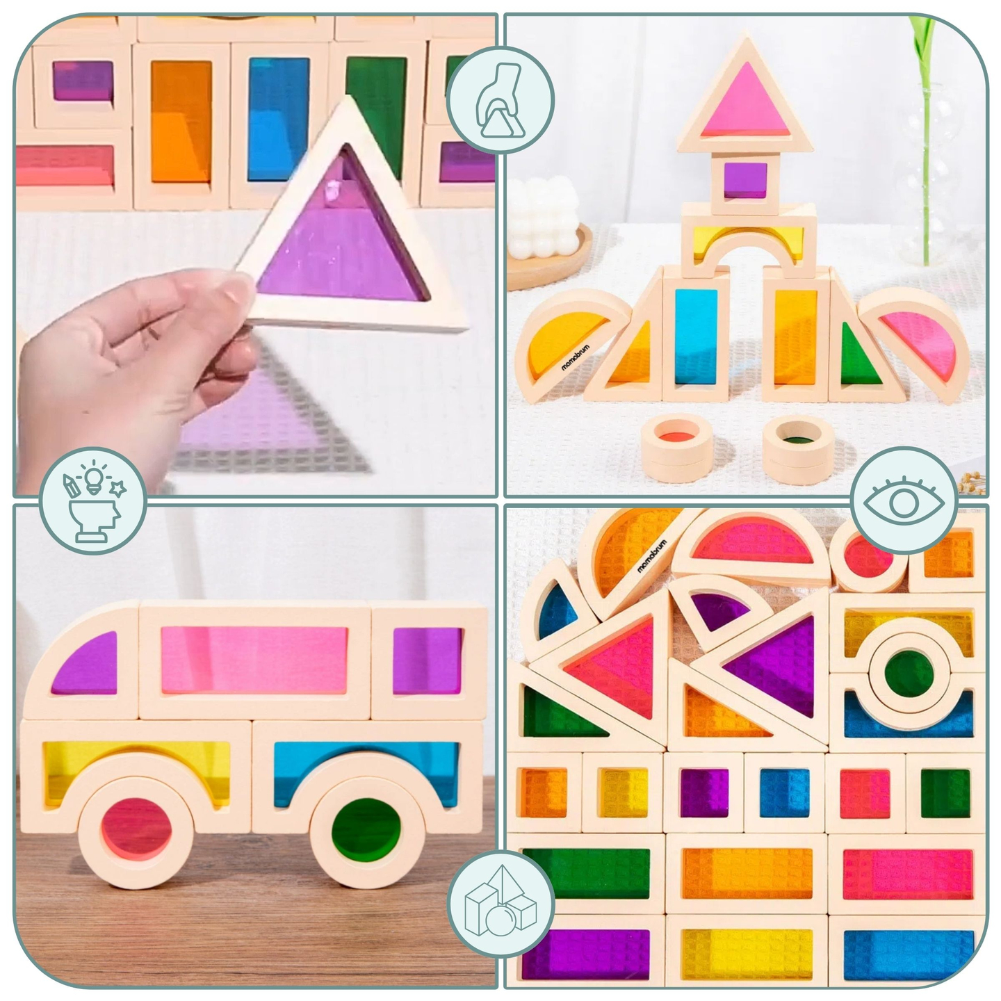 Rainbow blocuri de lemn - 25 elemente