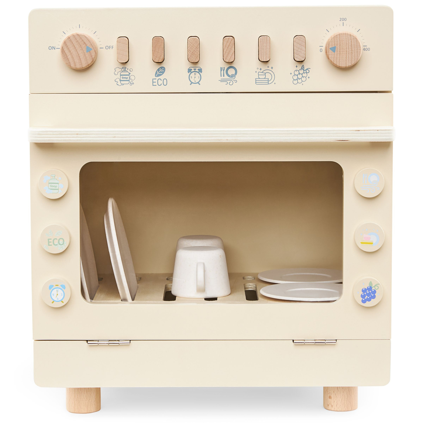 Mașină de spălat vase din lemn cu accesorii