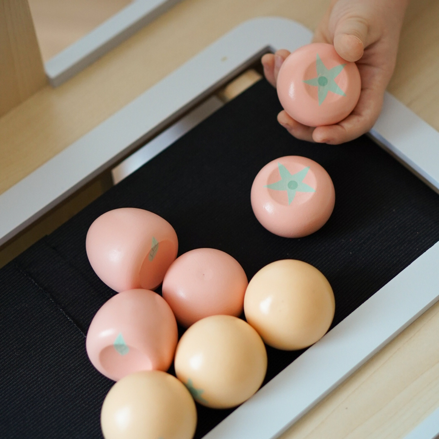 Piață de legume din lemn - tarabă mare XXL, magazin cu casă de marcat