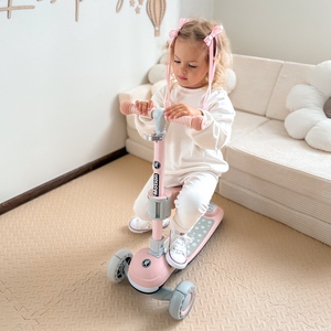 HyperMotion LUMI 3-in-1 scuter de echilibru - platformă iluminată și roți LED, culoare roz