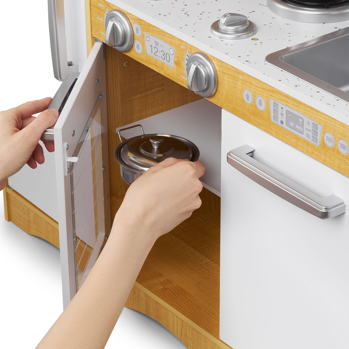 Bucătărie XXL din lemn cu iluminare LED, șorț și accesorii