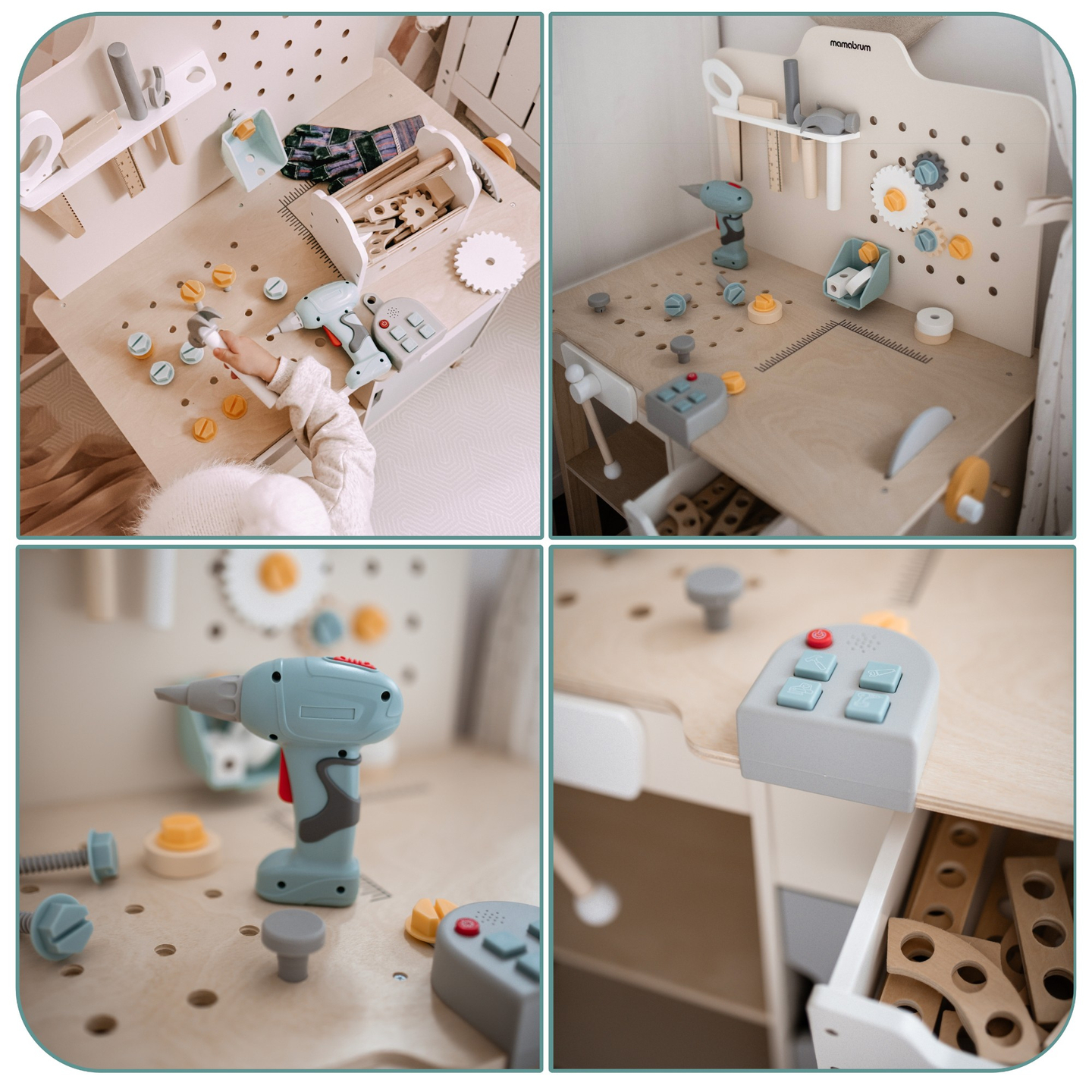 XXL Atelier mare din lemn cu unelte - set de bricolaj, 74 de elemente