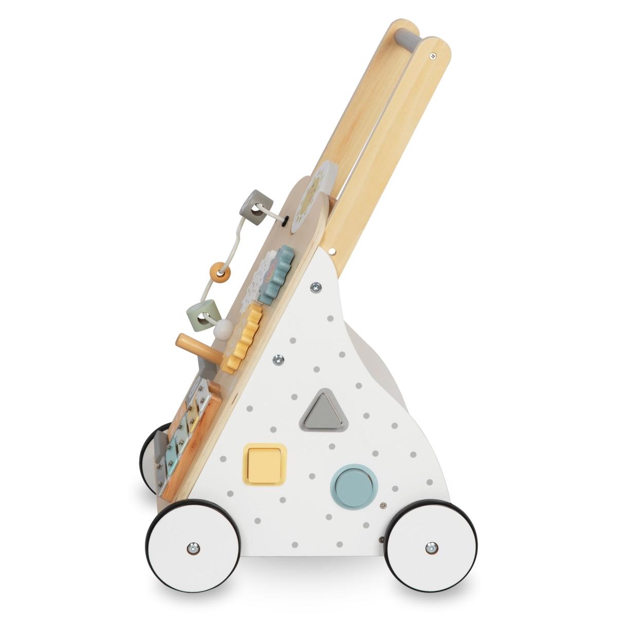 Walker educațional din lemn 8in1 / împingător pentru copii - placă manipulativă