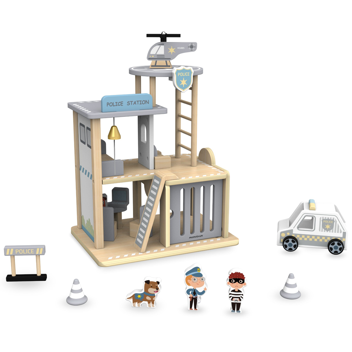 Post de poliție din lemn cu accesorii