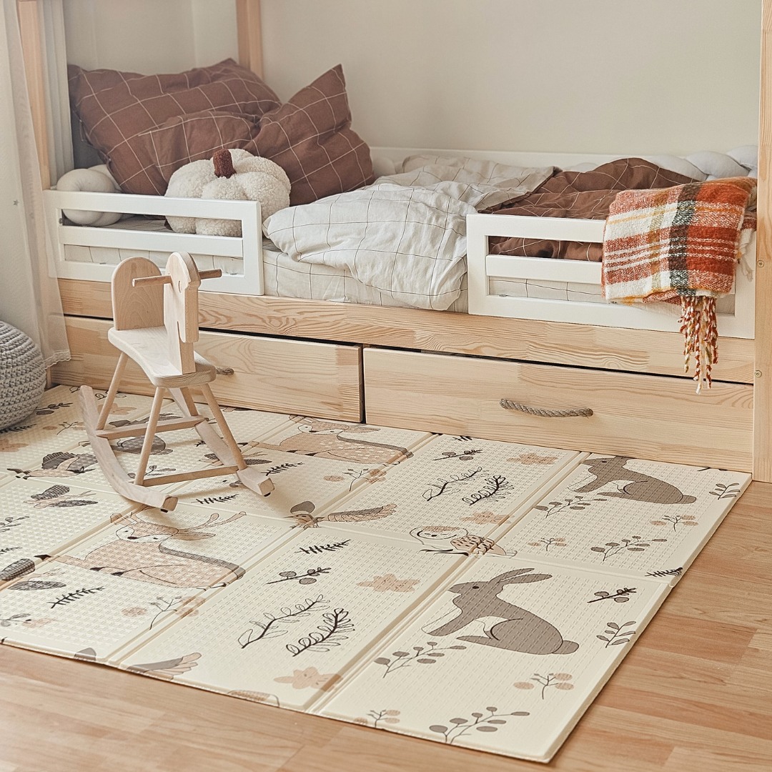 Covoraș de spumă pliabil pe două fețe 180 x 120 x 1cm - Magic Forest/Autumn Streets - boho