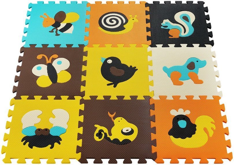 Covoraș puzzle educațional din spumă 90 x 90 x 1cm - spumă EVA - design: animale