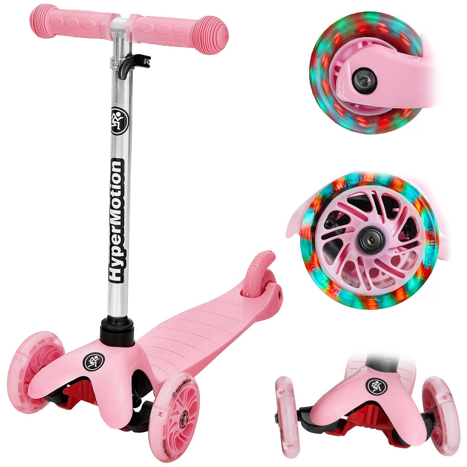 Tricicleta de echilibru DINO 3-5 ani - roz + roți cu LED-uri